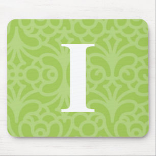 Tapis De Souris Monogramme floral fleuri - lettre I