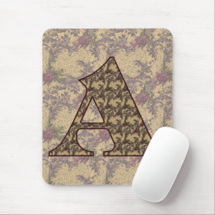 Tapis De Souris Monogramme Floral Initial Un Élégant