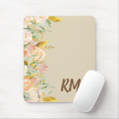 Tapis De Souris Monogramme floral latéral (Avec souris)