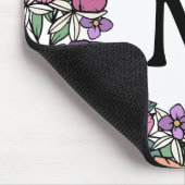 Tapis De Souris Monogramme floral rose violet pêche (Coin)