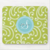 Tapis De Souris Monogramme floral vert girly élégant de motif (Devant)