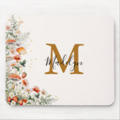 Tapis De Souris Monogramme Forêt Champignons Fleurs Florales botan (Devant)
