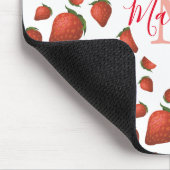 Tapis De Souris Monogramme fraise Nom initial (Coin)