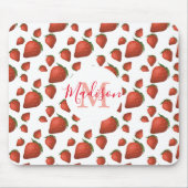 Tapis De Souris Monogramme fraise Nom initial (Devant)