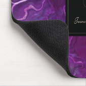 Tapis De Souris Monogramme Géode foncé violet noir Agate Abstrait (Coin)
