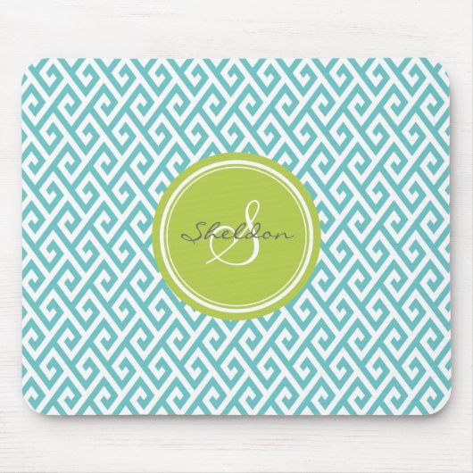 Tapis De Souris Monogramme géométrique de motif d'abrégé sur chic (Devant)