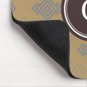 Tapis De Souris Monogramme géométrique principal grec brun chic de (Coin)