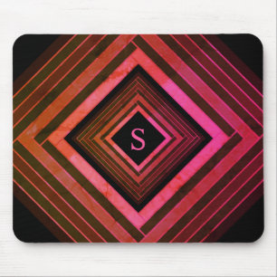 Tapis De Souris Monogramme géométrique rose rustique moderne