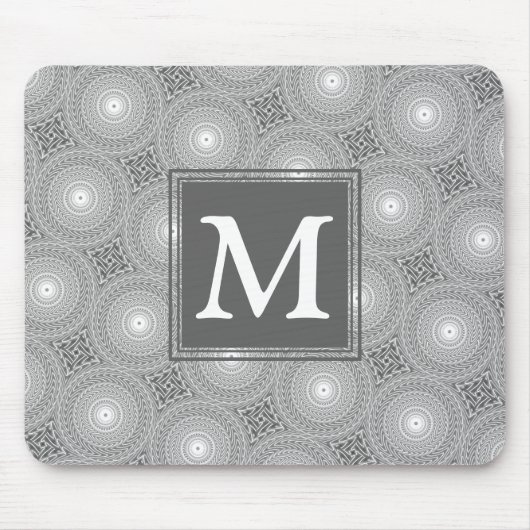 Tapis De Souris Monogramme gris cercles motif (Devant)