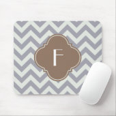 Tapis De Souris Monogramme gris-clair de coutume de Chevron (Avec souris)
