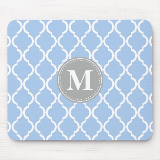 Tapis De Souris Monogramme gris latte bleu clair marocain (Devant)