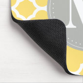 Tapis De Souris Monogramme gris Motif Quatrefoil jaune (Coin)