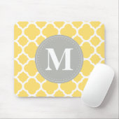 Tapis De Souris Monogramme gris Motif Quatrefoil jaune (Avec souris)