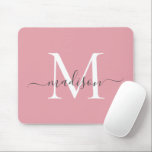 Tapis De Souris Monogramme gris rose rose Fille Élégant Script chi<br><div class="desc">Monogramme rose rose rose rose rose rose moderne Élégant Girly Chic Script Souris</div>