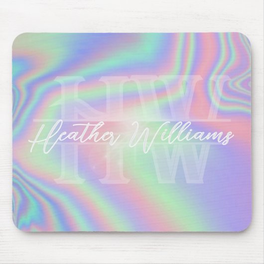 Tapis De Souris Monogramme Hologramme initial d'iridescente Mousep (Devant)