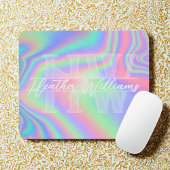 Tapis De Souris Monogramme Hologramme initial d'iridescente Mousep