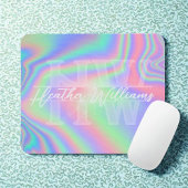 Tapis De Souris Monogramme Hologramme initial d'iridescente Mousep