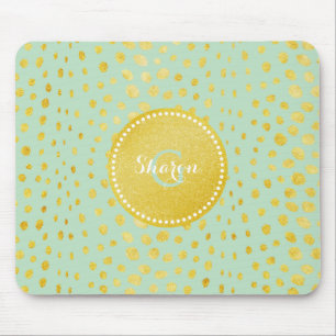 Tapis De Souris Monogramme imprimé guépard paillettes or faux chic