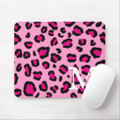 Tapis De Souris Monogramme Imprimé Léopard Rose Chaud (Avec souris)