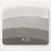 Tapis De Souris Monogramme Initial Aquarelle Gris Davy Ombre (Devant)