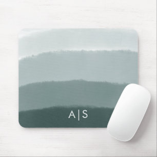 Tapis De Souris Monogramme Initial Aquarelle Ombre Épicéa Limé