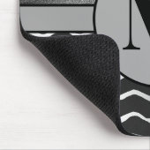 Tapis De Souris Monogramme Initial Argent Pailleté Chevron Noir (Coin)