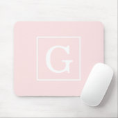Tapis De Souris Monogramme Initial Cadre Rose Clair Blanc (Avec souris)