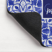 Tapis De Souris Monogramme Initial Chic Fille Bleu Gris (Coin)