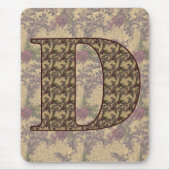Tapis De Souris Monogramme Initial D Élégant Floral Mousepad (Devant)