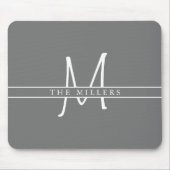 Tapis De Souris Monogramme initial de scission, gris personnalisé (Devant)
