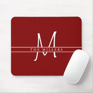 Tapis De Souris Monogramme initial de scission, Maroon personnalis