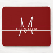 Tapis De Souris Monogramme initial de scission, Maroon personnalis (Devant)