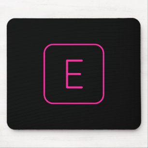 Tapis De Souris Monogramme Initial De Style Moderne Rose Et Noir