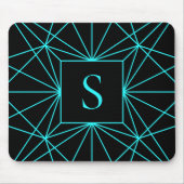 Tapis De Souris Monogramme initial | Design géométrique turquoise (Devant)