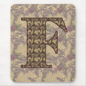 Tapis De Souris Monogramme Initial F Élégant Floral Vintage  (Devant)