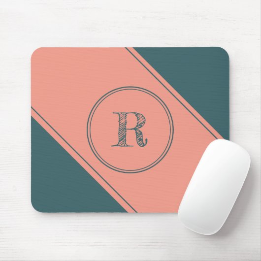 Tapis De Souris Monogramme initial géométrique double cercle perso (Avec souris)