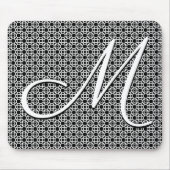 Tapis De Souris Monogramme initial géométrique noir et blanc (Devant)