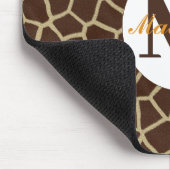 Tapis De Souris Monogramme Initial Imprimé Girafe (Coin)