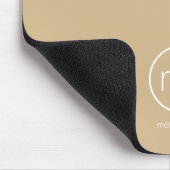 Tapis De Souris Monogramme Initial Minimal Neutre Beige & Blanc (Coin)