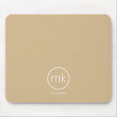 Tapis De Souris Monogramme Initial Minimal Neutre Beige & Blanc (Devant)