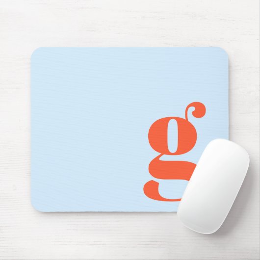 Tapis De Souris Monogramme Initial Minimal Rétro Orange Bleu Perso (Avec souris)