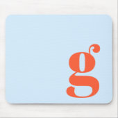 Tapis De Souris Monogramme Initial Minimal Rétro Orange Bleu Perso (Devant)