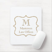 Tapis De Souris Monogramme Initial Nom Or Blanc Tendance (Avec souris)