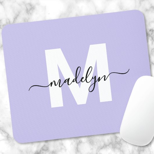 Tapis De Souris Monogramme Initial Nom Violet