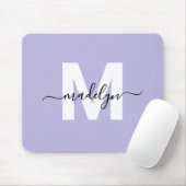 Tapis De Souris Monogramme Initial Nom Violet (Avec souris)