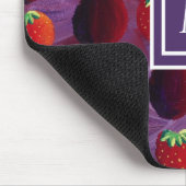 Tapis De Souris Monogramme Initial Stylisé Prunes et Fraises (Coin)