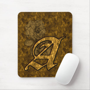 Tapis De Souris Monogramme Initiale A Élégante Fleur de Pivoine en