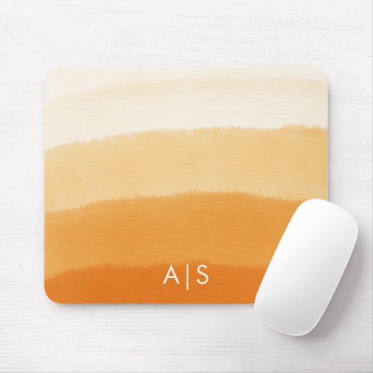 Tapis De Souris Monogramme Initiale Aquarelle Citrouille Orange Om (Avec souris)