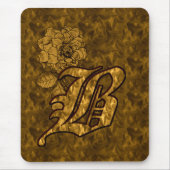 Tapis de souris Monogramme Initiale B Pivoine Or (Devant)