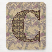 Tapis De Souris Monogramme Initiale C Élégant Floral Vintage (Devant)